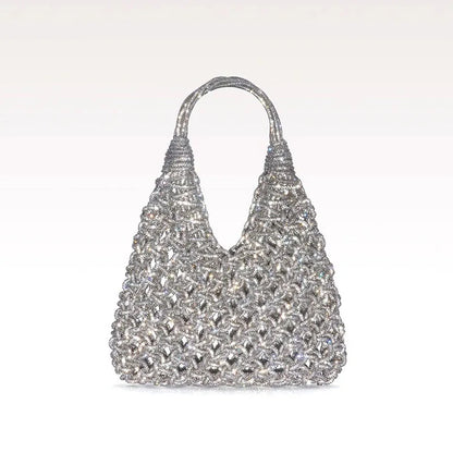Circular Hollow Out Evening Clutch Party Bag For Women Luxury Designer Handbag New Fashion Shiny Rhinestones Shoulder Crossbody