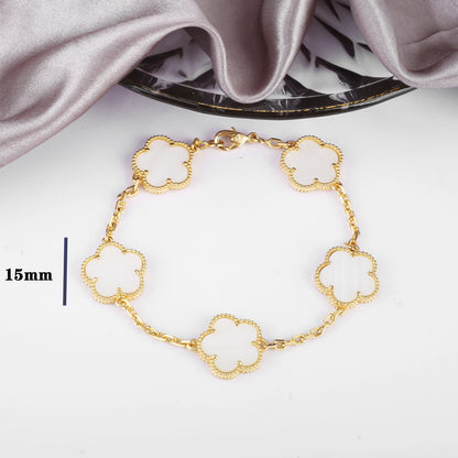7 colors classic simple five-leaf flower pendant necklace natural stones clover Choker Chain for women party daily wear jewelry