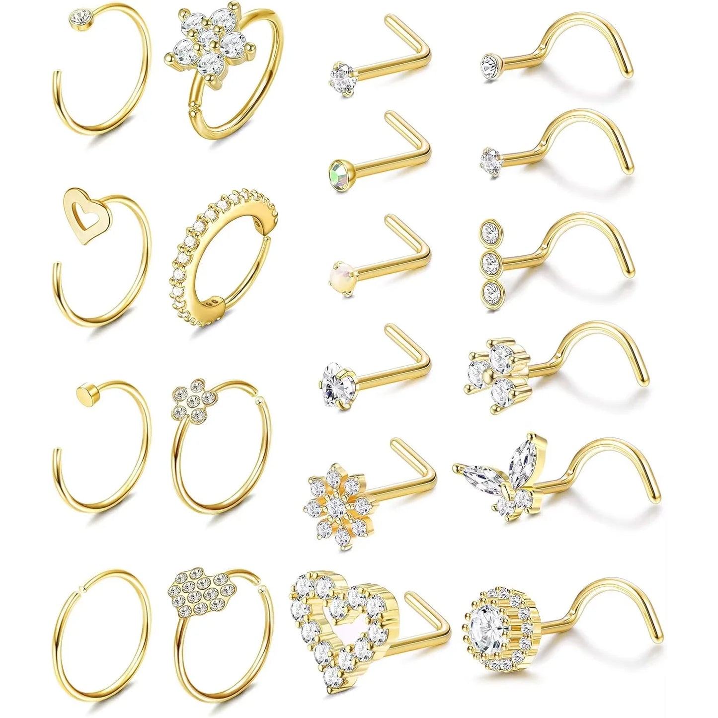 Bobisty Nose Ring Stainless Steel Nose Piercing Stud Septum Rings Lip Rings for Women Men