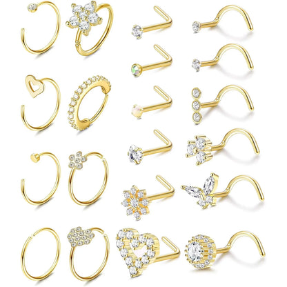 Bobisty Nose Ring Stainless Steel Nose Piercing Stud Septum Rings Lip Rings for Women Men