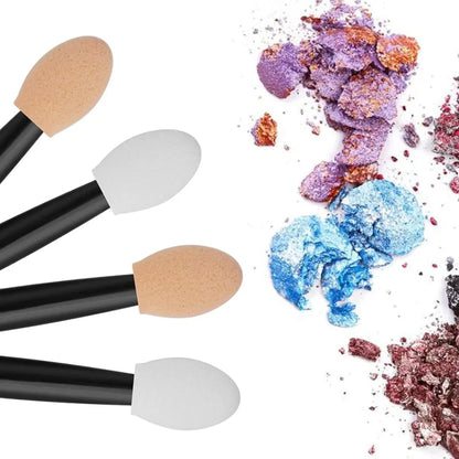 Wholesale 50/100/200pcs length factory eyeshadow sponge  eyeshadow disposable double-sided container brush applicators including