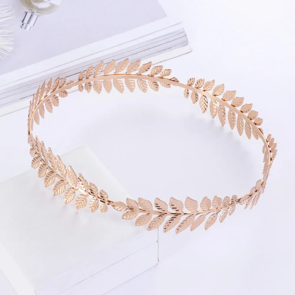 Golden Greek Goddess Crown Laurel Wreath Gold Leaf Headband for Men Circlet Toga Costume Accessories Wedding Party Supplies
