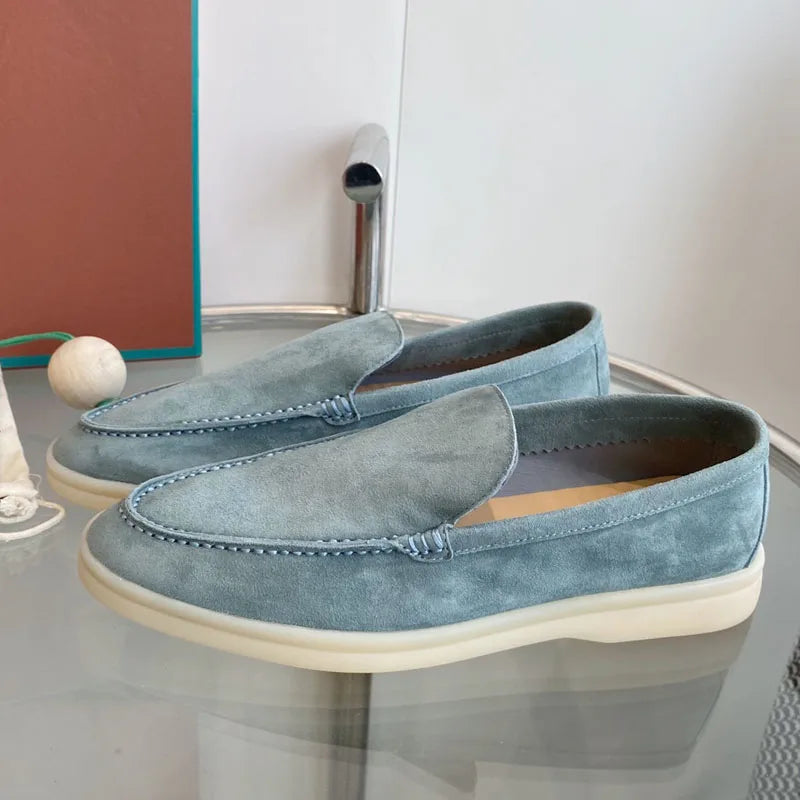 High Quality Men's walking driving shoes Unisex All genuine leather loafer Sheepskin suede Flat casual women's shoes large size