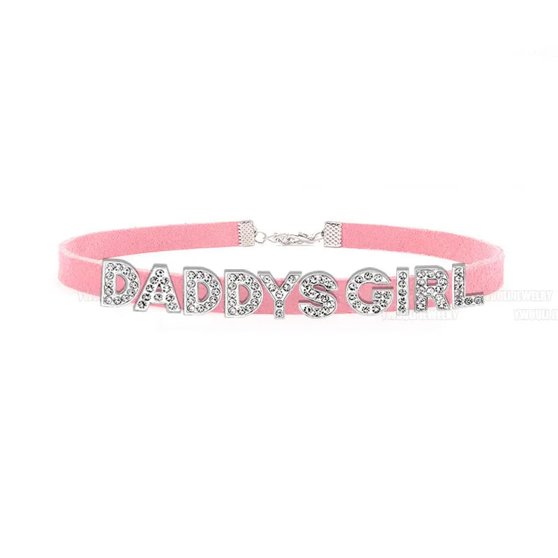 Sexy Gothic DADDYS GIRL Letters Choker Necklace Women DIY Custom Name Collar Chocker Jewelry Necklaces Customized Products Gift