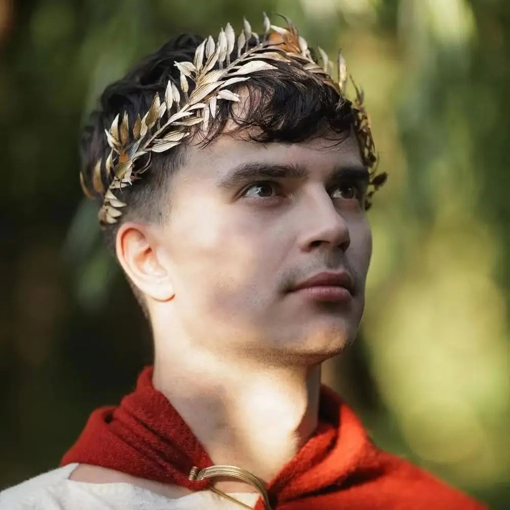 New Unisex Greek Laurel Crown Adjustable Gold God Elf Leaf Headpiece Elven Circlet for King Men Adult Renaissance Toga Cospay