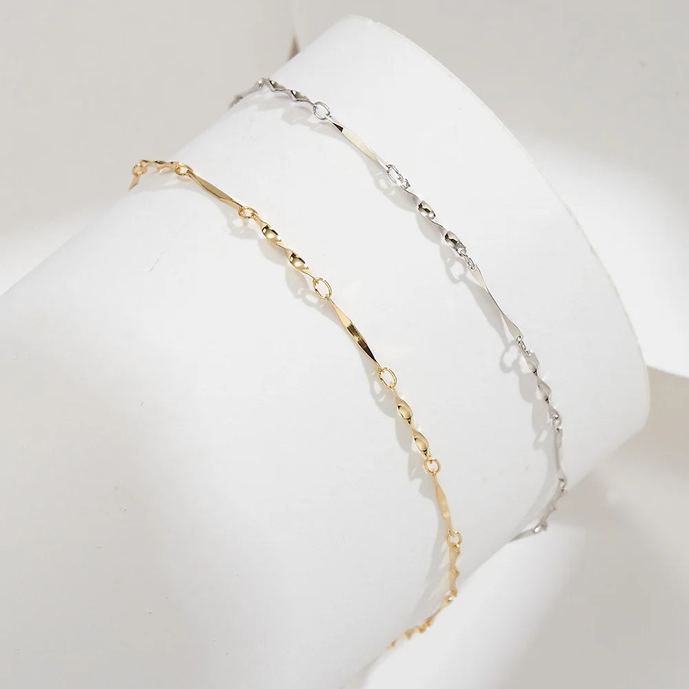 ORSA JEWELS 925 Sterling Silver Mariner Chain Anklets Fashion Women Summer 14K Gold Foot Bracelet Ankle Straps Jewelry SA24