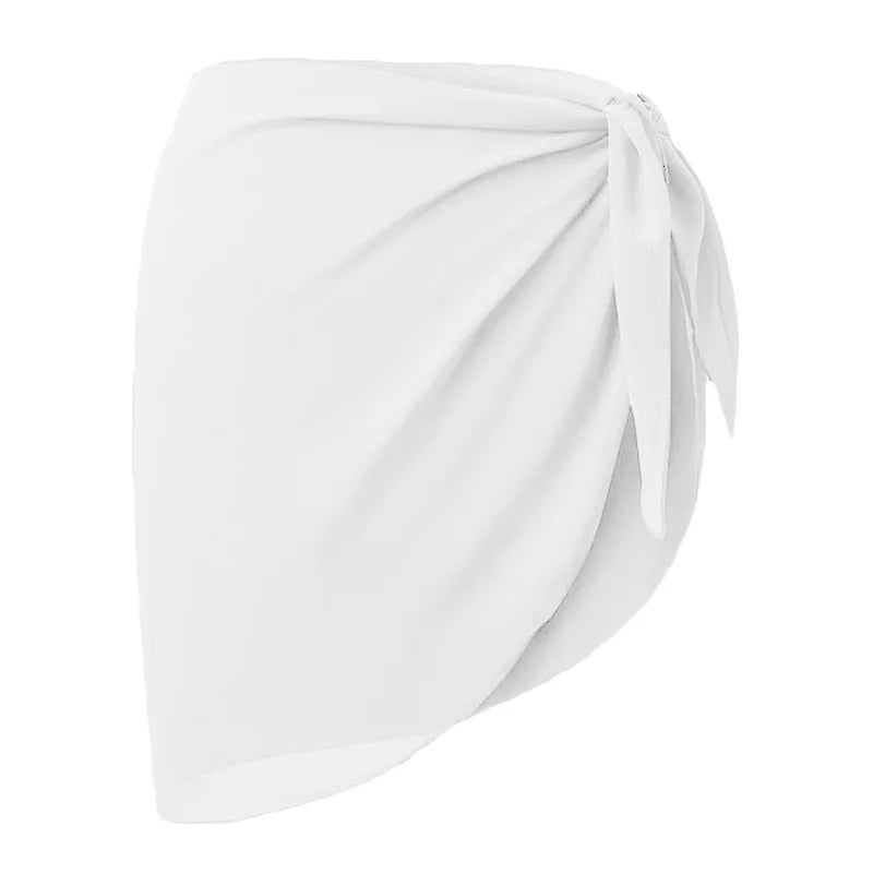 Women Short Sarong Skirt Chiffon Beach Coverup Scarf Wrap For Swimsuit Cover Short Beach Wear
