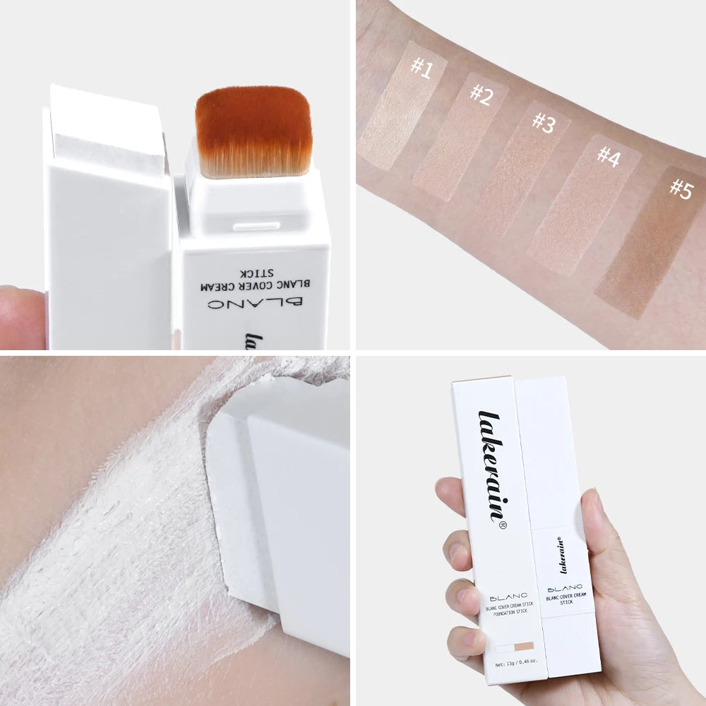 Color-changing Foundation Stick Blanc Foundation Korean Makeup Base High Coverage Concealer Natural Nude 2 IN 1 Foundation Stick