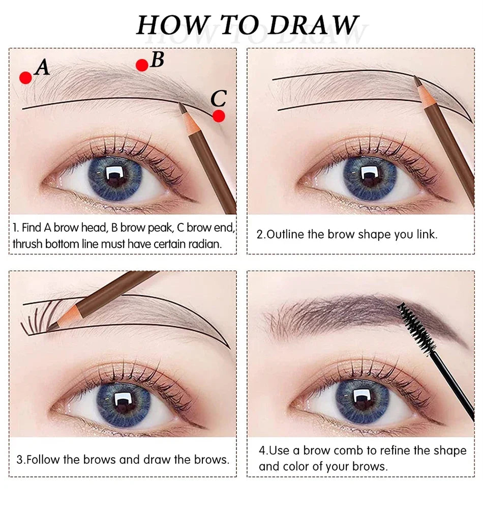 5pcs Professional Microblading Pencil Permanent Eyebrow Pencil Tattoo Waterproof Art Tint Makeup Eye Brow Pen Enhancers Cosmetic