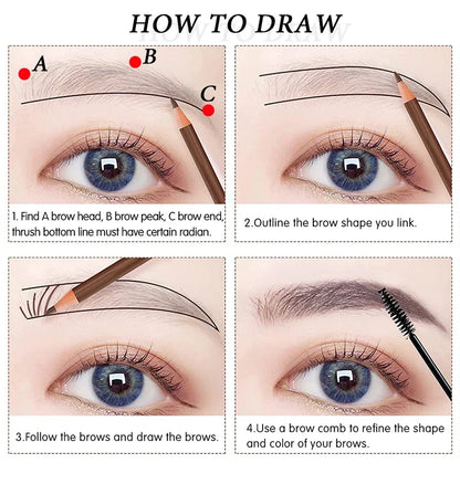 5pcs Professional Microblading Pencil Permanent Eyebrow Pencil Tattoo Waterproof Art Tint Makeup Eye Brow Pen Enhancers Cosmetic