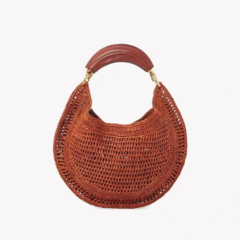 Cross border summer seaside vacation style retro wrist pure handmade colorful grass woven armpit bag hobo handbag