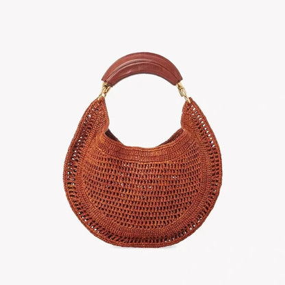 Cross border summer seaside vacation style retro wrist pure handmade colorful grass woven armpit bag hobo handbag