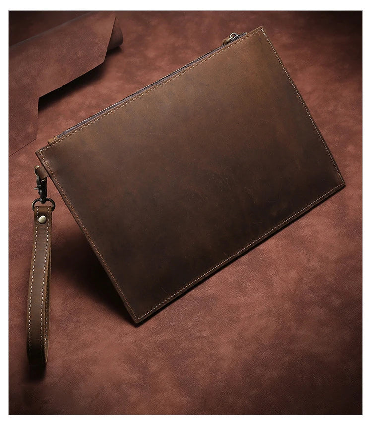 New Real Leather Handbag for Men Day Clutches Luxury Wristlet Coin Card Holders Zipper Clutch Designer Men's Wallets Purse Bolso