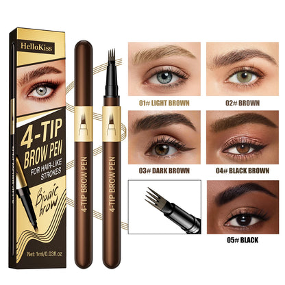 Four-pronged eyebrow pencil, four-end, long-lasting, non-smudged, water-resistant, anti-smudged eyebrow pencil
