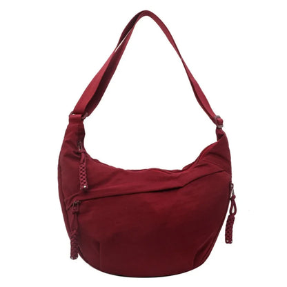 Casual Canvas Crossbody Bags Korean Simplified Large Capacity Sports Hobos Bag Solid Color Lightweight Dumpling Bag Women