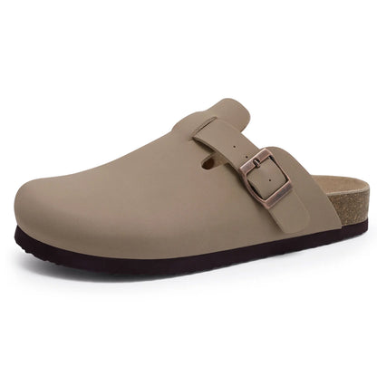 Goosecret Genuine Cow Suede Clogs for Women Men Clogs Soft Cork Footbed Mules Leisure House Shoes with Arch Support Beach Slides