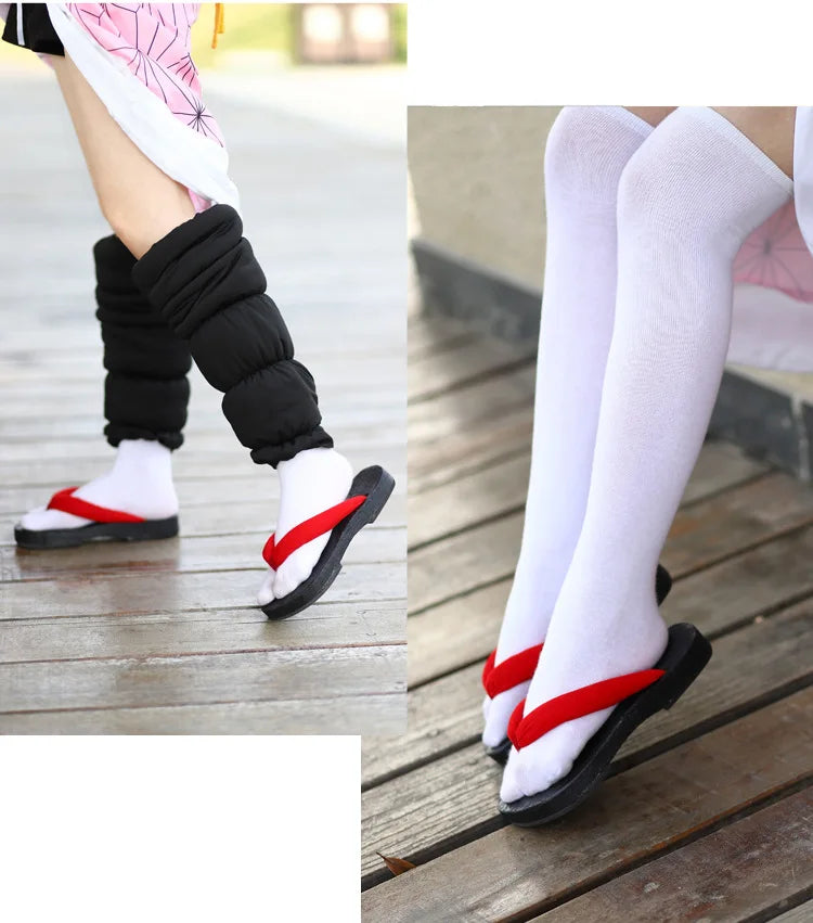Japanese Anime Women Cosplay Geta Slippers Halloween Costume Cos Shoes Indoor Slippers Wood Clogs Summer Flip Flops Slides