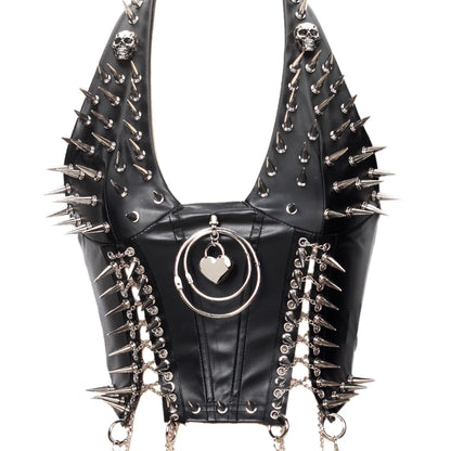 Goth Top Y2K Clothes Women's Tanks Emo Clothing Gothic Boho Tops with Spikes Punk Rock Teens Festival Spiked Bra Grunge T shirt