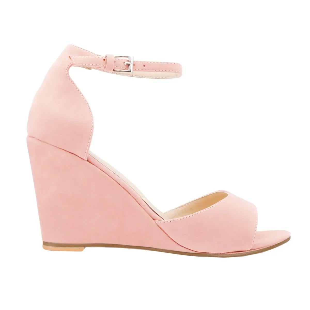 Women Wedge Sandals Sexy Pumps 8cm Casual Open Toe Ankle Strap Buckle High Heels Party Wedding Dress Ladies Shoes Large Size 42