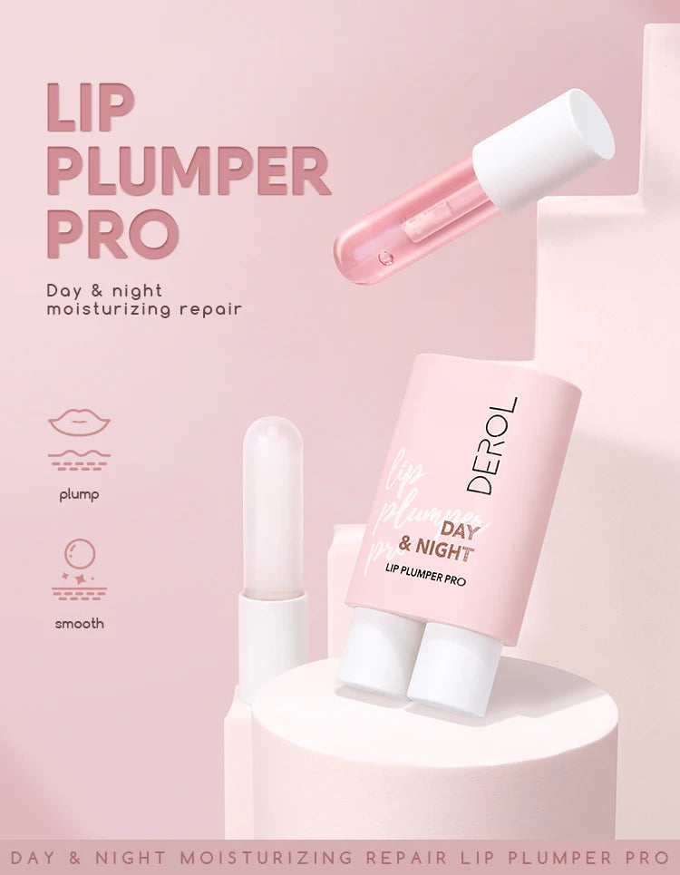 DEROL Day Night Moisturizing Lip Plumping Lipstick Primer Hydrating Watery Glossy Lip Gloss Mirror Jelly Longlasting Lip Stain