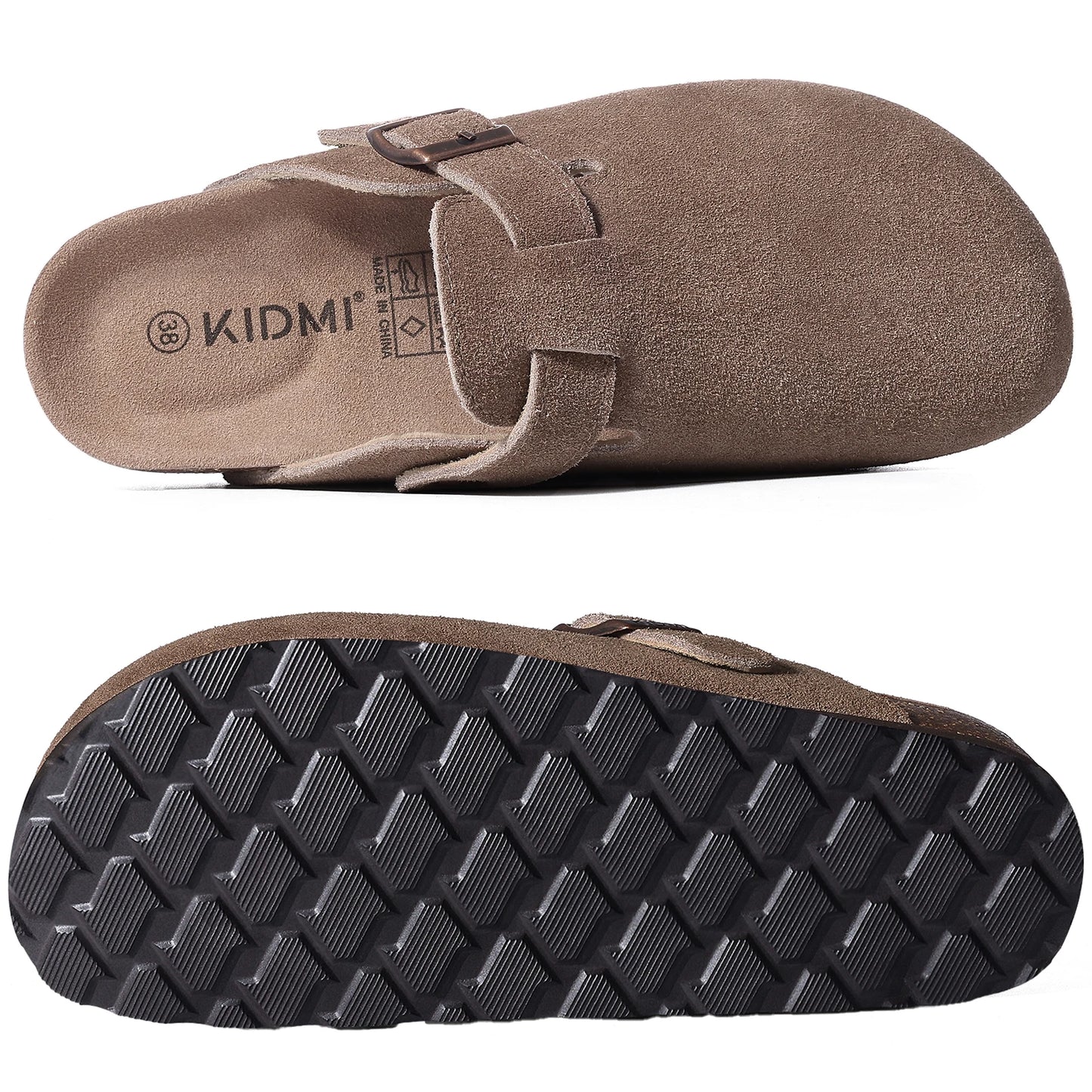 Goosecret Genuine Cow Suede Clogs for Women Men Clogs Soft Cork Footbed Mules Leisure House Shoes with Arch Support Beach Slides