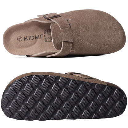 Goosecret Genuine Cow Suede Clogs for Women Men Clogs Soft Cork Footbed Mules Leisure House Shoes with Arch Support Beach Slides
