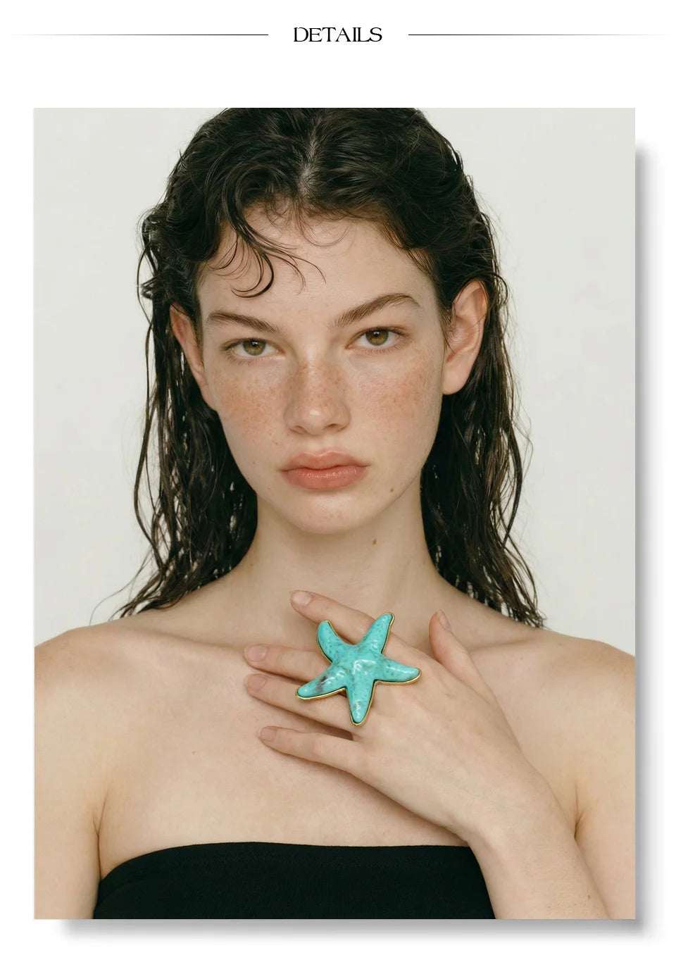 Yhpup 4 Color Ocean Style Acrylic Resin Big Starfish Adjustable Ring Stainless Steel Summer Vacation Jewelry for Women Tropical