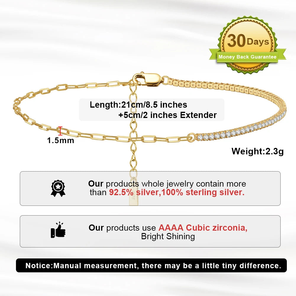 Rinntin Italian Sparkle Mirror Link Chain Anklet Women's 925 Silver Summer Foot Chain Bracelet Fashion Ankle Straps Jewelry SA29