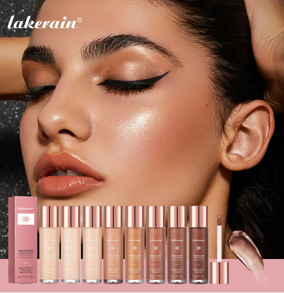 Halo Glow Liquid Filter Liquid Highlighter Face Contouring Pearlescent Makeup Brightener Bronzer Glow Body Face Contour Shimmer