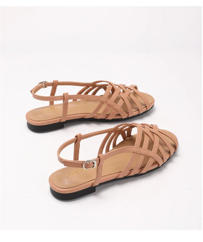 Women Roman Gladiator Flat Sandals Summer Soft Bottom Open Toe Narrow Band Weave Casual Shoes Plus Size Sandalias босоножки