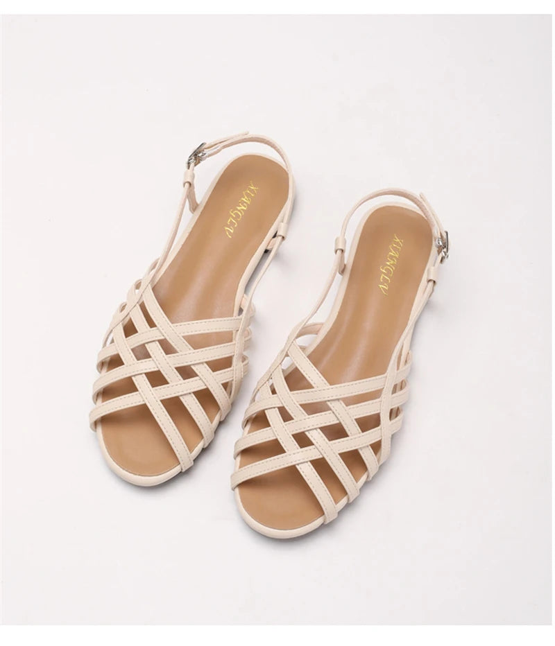 Women Roman Gladiator Flat Sandals Summer Soft Bottom Open Toe Narrow Band Weave Casual Shoes Plus Size Sandalias босоножки