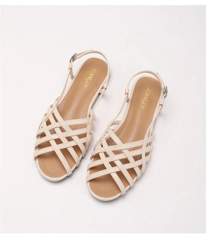 Women Roman Gladiator Flat Sandals Summer Soft Bottom Open Toe Narrow Band Weave Casual Shoes Plus Size Sandalias босоножки