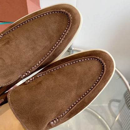 High Quality Men's walking driving shoes Unisex All genuine leather loafer Sheepskin suede Flat casual women's shoes large size