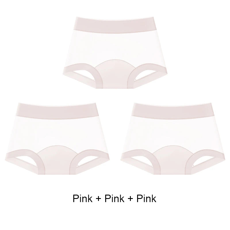Summer Briefs Panties Women Micro Underwear Lady Ice Silk Woman Boxers Women's Shorts Transparent Linergie Sexy Panties Set Pack