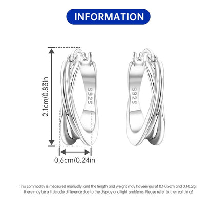 925 Sterling Silver Exquisite Multi-layer Ear Ring Jewelry Versatile Hoop Earrings For Women Jewelry Fine Birthday Party Gift