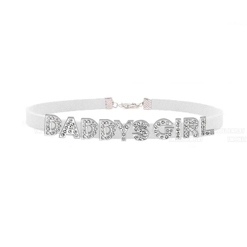Sexy Gothic DADDYS GIRL Letters Choker Necklace Women DIY Custom Name Collar Chocker Jewelry Necklaces Customized Products Gift