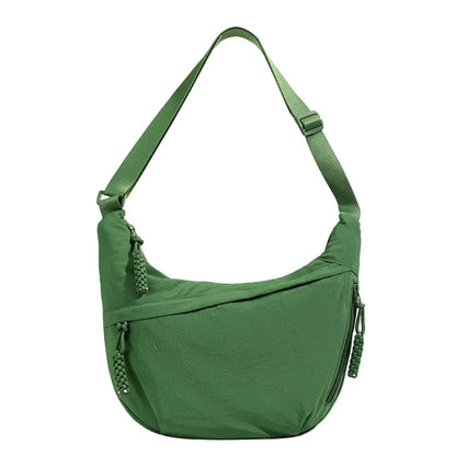 Casual Canvas Crossbody Bags Korean Simplified Large Capacity Sports Hobos Bag Solid Color Lightweight Dumpling Bag Women