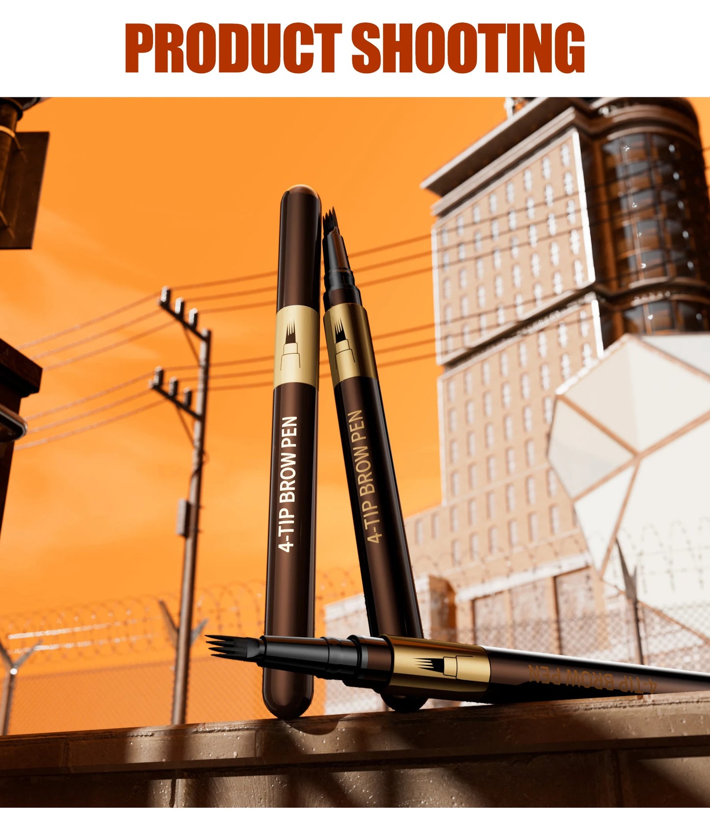 Four-pronged eyebrow pencil, four-end, long-lasting, non-smudged, water-resistant, anti-smudged eyebrow pencil