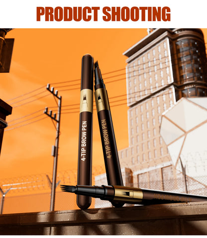 Four-pronged eyebrow pencil, four-end, long-lasting, non-smudged, water-resistant, anti-smudged eyebrow pencil