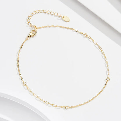 ORSA JEWELS 925 Sterling Silver Mariner Chain Anklets Fashion Women Summer 14K Gold Foot Bracelet Ankle Straps Jewelry SA24