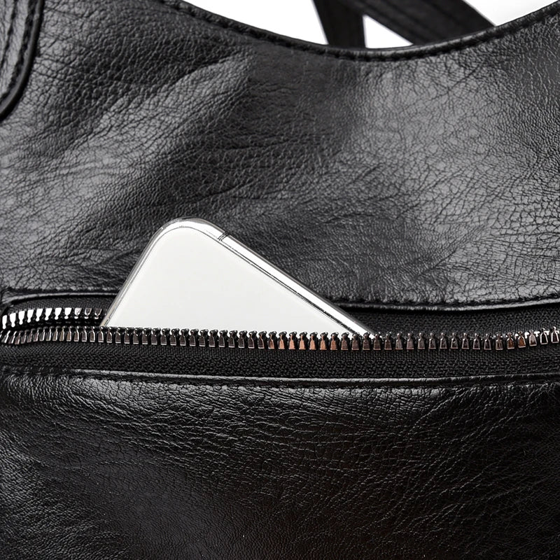 Pu shoulder bag fashionable temperament zipper opening design daily commuter handbag