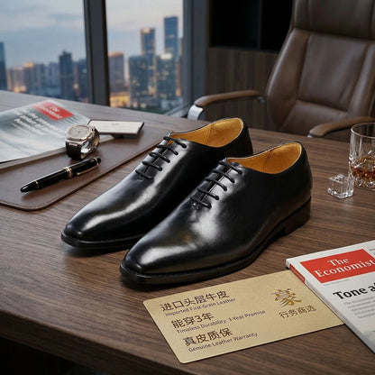 Oxford Dress Shoes Full-Grain Leather for Men Business Office Shoes