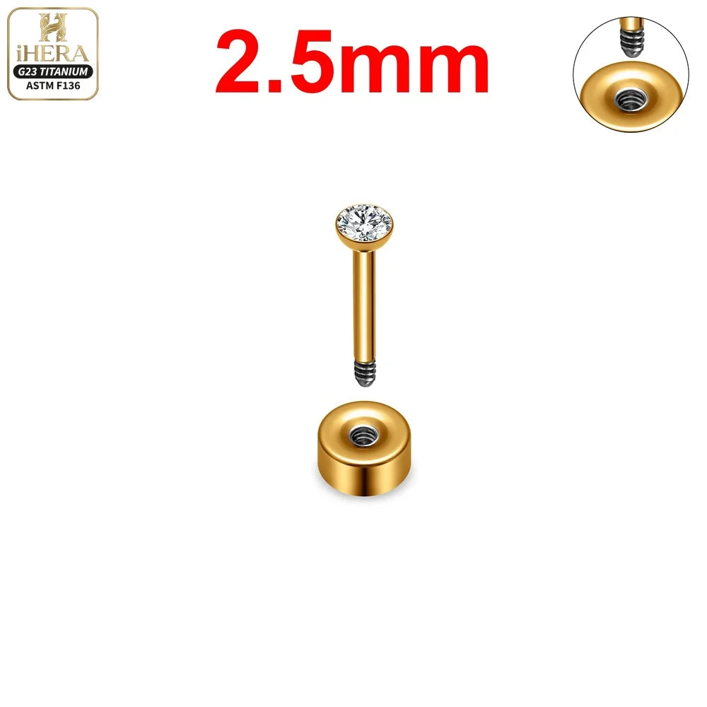 ASTM F136 Titanium Piercing Round Bowl Shaped Screw Labret Earring Set Lip Ring Cartilage Tragus Conch Jewelry Helix Nose Studs
