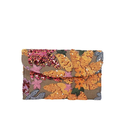 Cross-border High-end Envelope Bag, Sequined Embroidery Straw-woven Niche Women's Clutch Bag, Summer New Woven Women's Clutches