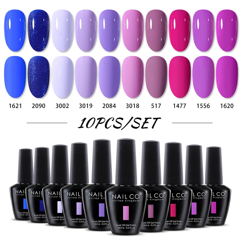 NAILCO 15ml 10/20/30pcs Nail Gel Polish 333 Colors Blue UV&LED Gel Varnish Nude Red Soak Off Semi Permanent UV Nail Gel Varnish