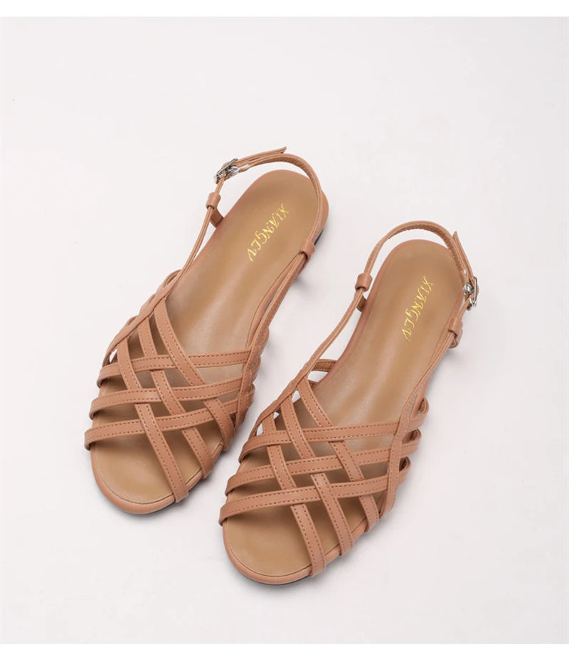 Women Roman Gladiator Flat Sandals Summer Soft Bottom Open Toe Narrow Band Weave Casual Shoes Plus Size Sandalias босоножки