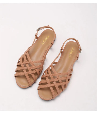 Women Roman Gladiator Flat Sandals Summer Soft Bottom Open Toe Narrow Band Weave Casual Shoes Plus Size Sandalias босоножки