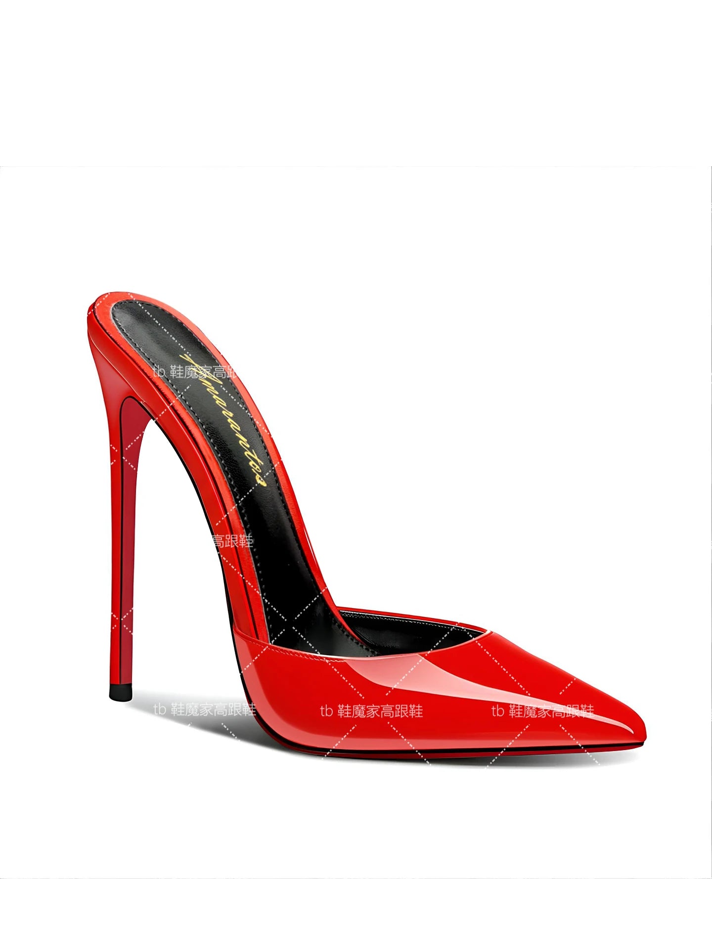 2025 New Style Baotou Sandals for Women, 12cm Pointed Red Bottom High Heels, Ultra fine Heels, Half Slippers for External Wear