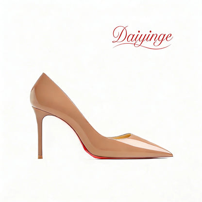 High Heels For Woman 2026 Trend New Leather Luxury Red Shiny Bottom Pointed Toe Stiletto Pumps 12cm Sexy Comfortable Party Shoes