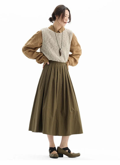 Hepburn-Style Mini Skirt~Pleated Skirt for Petite Figures, Gray-Purple 100% Cotton Umbrella Skirt, Gray A-Line Skirt, New Style for Women